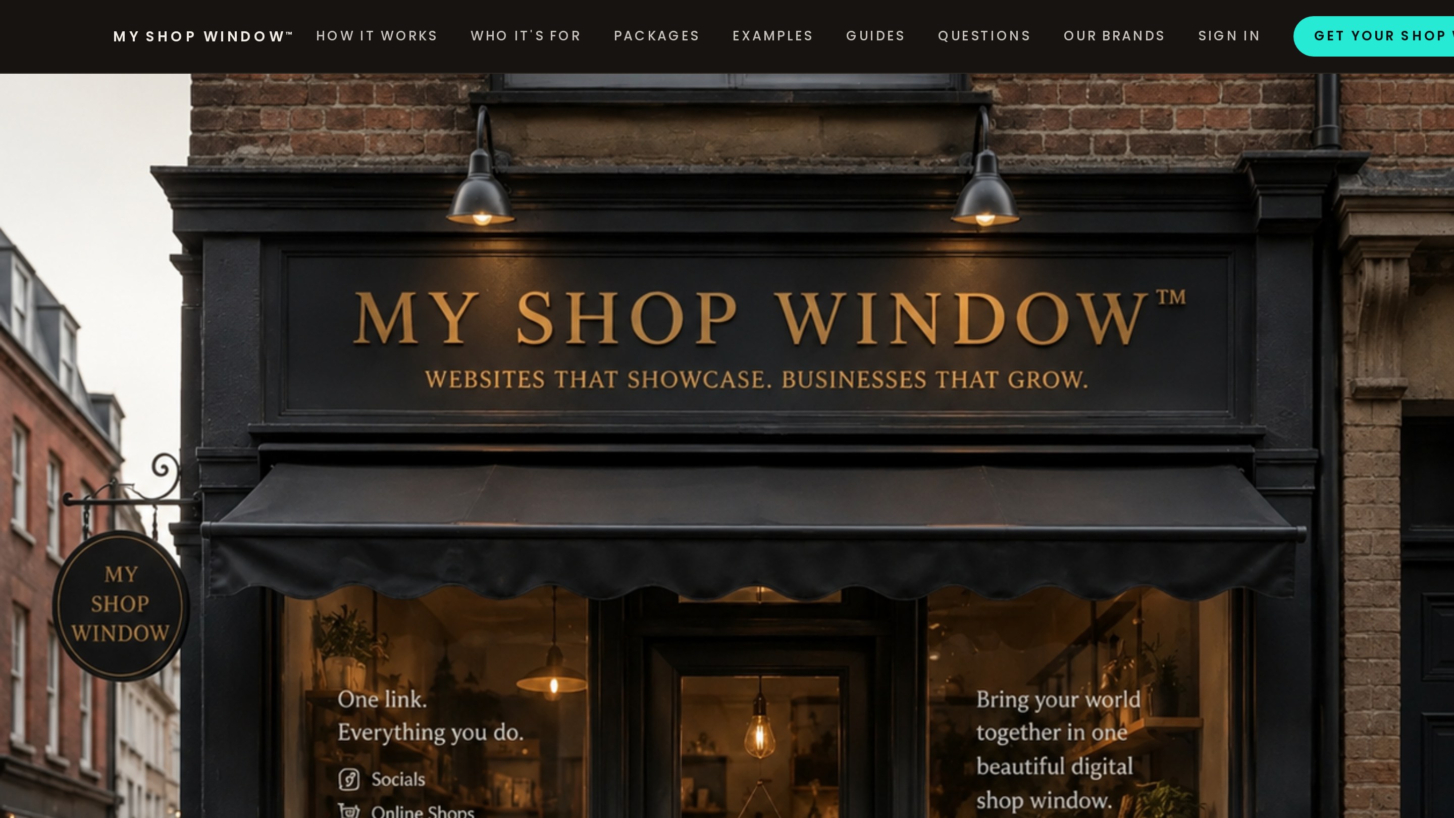 Genuine My Shop Window website preview, desktop view